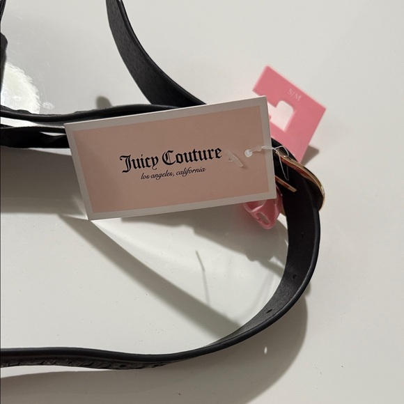 NWT Juicy Couture Belt Bag Fanny Pack Black Gold Rhinestone Logo Size S/M - Picture 9 of 13